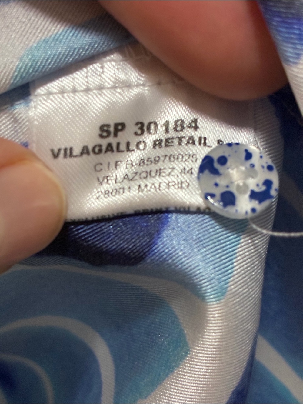 Vilagallo Blue Tile-Print Silk Top size 42 /10 - Picture 4 of 6